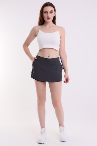 Winmoda34 Kadın Spor Şortlu Tenis Eteği 2 Cepli Gri