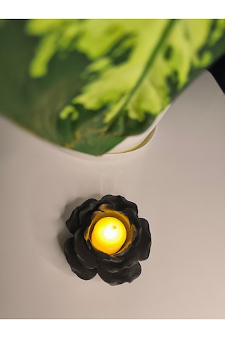 Mumluk - Gül Tealight Tutucu Siyah