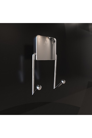 Decorev Dc-4772 Dekoratif Yapıştırmalı Banyo Mutfak Metal Iki Kancalı Askı Krom Gri