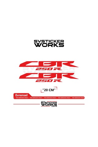 Honda Cbr 250r Sticker Uyumlu Yazı Yüksek Kalite Özel Kesim Folyo 2'li Set Kırmızı