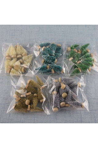 Gajeena 4.5cm Yeşil Minik Noel Ağacı, 12'li Paket,剑麻丝上雪塔松 Dekorasyon, Ev Dekoru Araçlığı, Kullanımı Kolay Ve Dayanıklı Yeşil