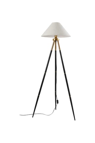 Cosby Siyah-eskitme Kaplamalı Tripod Metal 3 Ayaklı Lambader Krem