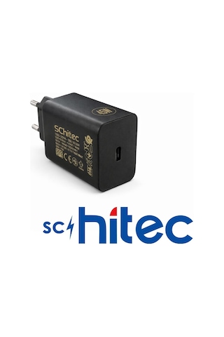 Schitec 45w Type-c Çıkışlı Hızlı Şarj Aleti Type-c To Type-c Kablolu Set Siyah Sc008