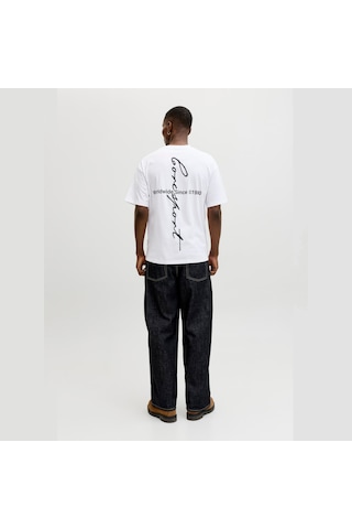Jack & Jones Dust Script Erkek Beyaz Tişört 12292982-bw Beyaz