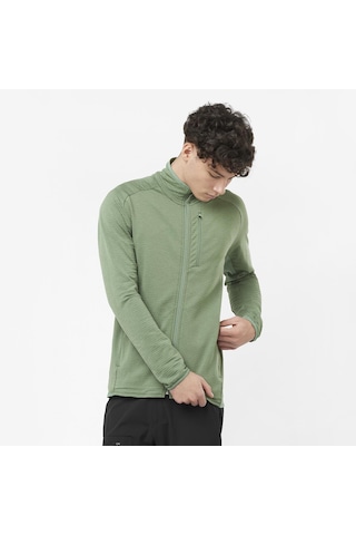Salomon Essentıal Lıghtwarm Erkek Tam Fermuar Polar Laurel Wreath Lc2111300 Yeşil