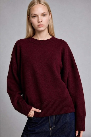 Defacto Oversıze Bisiklet Yaka Triko Bordo Kazak F3895ax26wnbr452 Bordo-br452