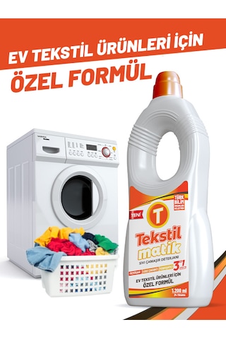 Tekstilmatik Ev Tekstili 3'ü 1 Arada Sıvı Vegan Çamaşır Deterjanı 1200 ML