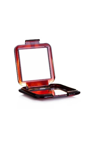 Kozel Extra Lux Kare İkili Çanta Tipi Makyaj Aynası Kahverengi