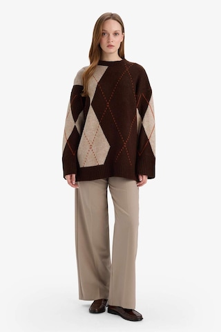Defacto Regular Fit Bisiklet Yaka Baklava Desenli Triko Kazak Tunik G0711ax25wnbn341 Kahve-bn341