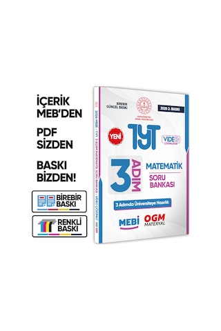 2026 TYT Mebi-ogm 3 Adım Matematik Soru Bankası Renkli A4 Boyut Video Çözüm (Karakutu Katkılarıyla)