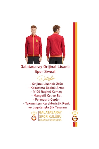 Gsstore Galatasaray Lisanslı Dik Yaka Fermuarlı Erkek Sweat Kırmızı