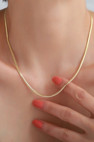 14 Ayar Altın Balık Sırtı Kalın Zincir Kolye 2,6 Mm Sarı Altın