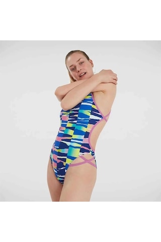 Speedo Rainbow Ripple Freestyler Kadın Yüzücü Mayosu Renkli Renkli