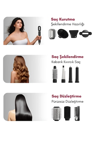 11 Başlık Multi Styler Hava Üflemeli Saç Şekillendirme Kurutma Ço