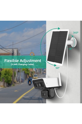 Geeksen 360 Dönebilir 10w Güneş Paneli - Mikro Usb Çıkışlı, Ip65 Su Geçirmez, Güvenlik Kamerası İçin