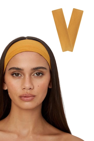 2li Kadın Saç Bandı Bandana Pamuk Likralı Spor Headband K.sarı Koyu Sarı