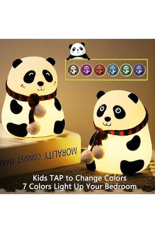 Sevimli Panda Gece Lambası Silikon Led Işık Çocuk Odası Dekoru Hediye Gözü Açık Diğer