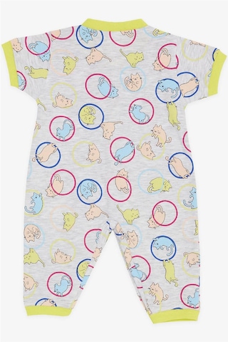 Breeze Kız Bebek Kısa Kollu Tulum Sevimli Kedicik Desenli 0 3 Ay 6 Ay, Açık Gri Melanj Açık Gri Melanj