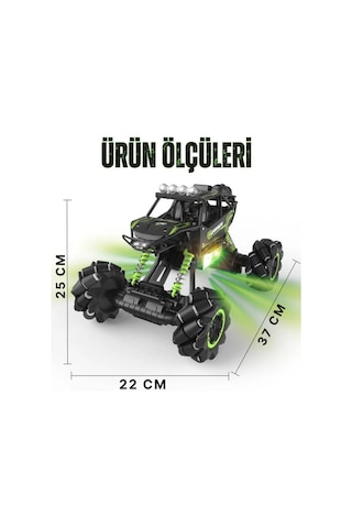 Işıklı Sesli Müzikli Şarjlı Bilek Kumandalı Drift Atan 4x4 Canavar Oyuncak Off-road Aracı Çok Renkli