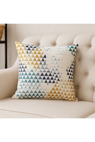 4'lü Modern Dekoratif Kırlent Kılıfı Seti Geometrik Desen & Düz Mavi 4 Al 3 Öde 40 x 40