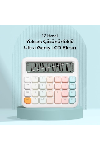 12 Haneli Hesap Makinesi Beyaz