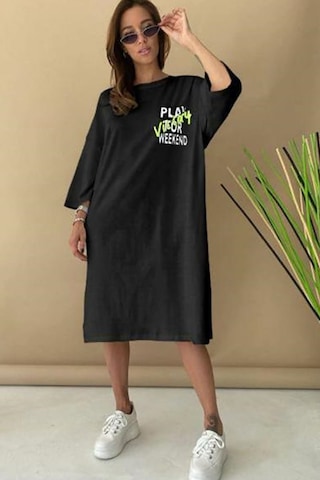 Madmext Mad Girls Siyah Tunik Elbise Mg1022