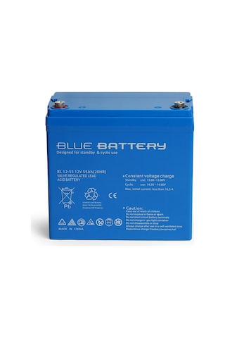 Blue Battery 12 V 55 Amper Bakımsız Kuru Akü Ups Aküsü