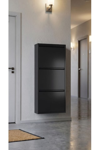 Üçlü Metal Ayakkabılık Premium Siyah Siyah