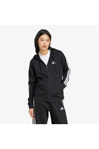 Adidas Essentials 3 Stripes Full Zip Kadın Siyah Polar Je1283 Siyah