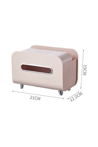 Springsun Mutfak Ve Oturma Odası Kullanıma Uygun Çok Fonksiyonlu Tissue + Kumanda Tutucu Sakura Pembe Light Luxury Stil Masaüstü Organizer Kutusu