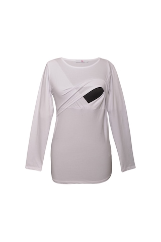 Luvmabelly 2701-2708 Pamuklu Uzun Kollu Lohusa Emzirme T-shirt-beyaz