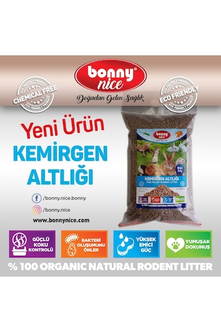 Bonny Nice Organik Çam Pelet Kemirgen Altlığı 5 Kg 9 L
