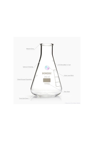 Cam Erlen Dereceli 2000 Ml Erlenmeyer Borosil