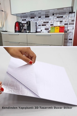 TechnoSmart 30X30cm 3D Kendinden Yapışkanlı Duvar Kağıdı Kaplama Su Geçirmez Dekorasyon Mutfak Banyo