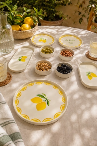 Vita Lemony 10 Parça 4 Kişilik Akdeniz Esintili Seramik Servis Ve Kahvaltı Takımı Beyaz