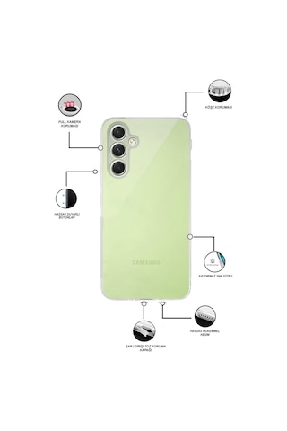 Samsung Galaxy A54 ile Uyumlu Kapak Kamera Korumalı Tıpalı Şeffaf Silikon Kılıf