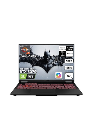Asus TUF A16 FA608UP-RV199HMF5 Ryzen 7 260 40 GB 1 TB SSD RTX5070 16" Free Dos Dizüstü Bilgisayar