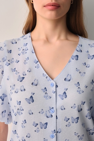 Suwen Betty Gömlek Yaka Şort Pijama Takımı Sh26625667b956 Mavi