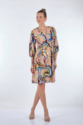 Explosion Midi V Yaka Sarımlı Elbise - Geometrik Desen - Günlük L