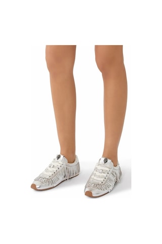 Kurt Geiger Islington Fringe %100 Premium Deri, Lüks Tasarım Kadın Sneaker Gümüş
