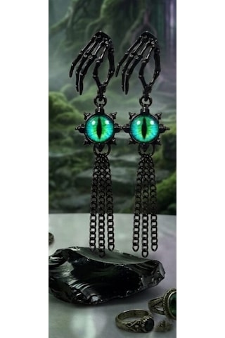 Dükkan Design Demon Eye Küpe Siyah - Yeşil