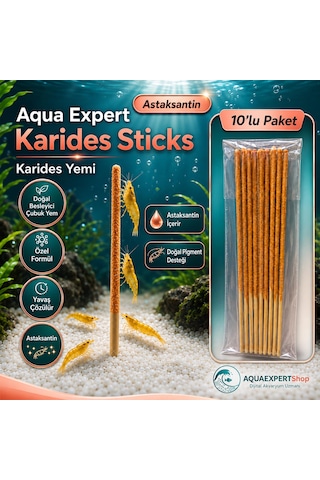 Aqua Expert Karides Sticks Karides Yemi 10 Lu Paket Doğal Besleyici Çubuk Yem Özel Formül - Askantansin