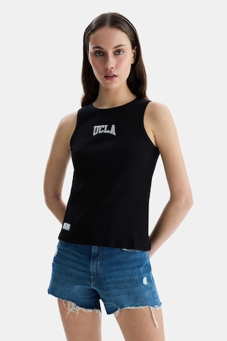 Ucla Salınas Siyah Sıfır Kol Nakışlı Standard Fit Kadın Tshirt Siyah