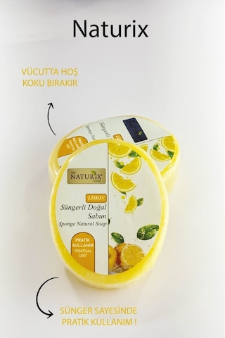 Naturix Limon Peeling Etkili Cilt Arındırıcı Limon Süngerli Sabun 150 G