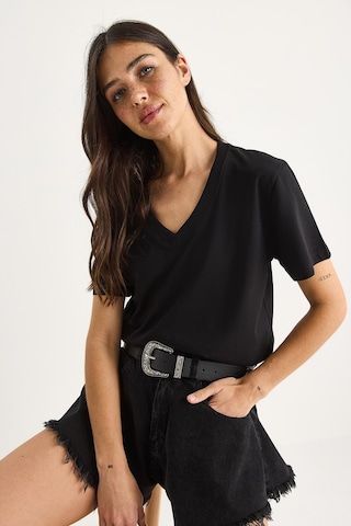 Shade Pamuk Derin V Yakalı Comfort Fit T-shirt 60602066 - Siyah-beyaz-kırmızı Çok Renkli L