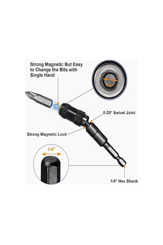 Tangshopping Le 2 Adet/4 Adet 1/4 Inç Shank Çelik Darbe Manyetik Döner Matkap Ucu Tutucu Manyetik Kilit İle