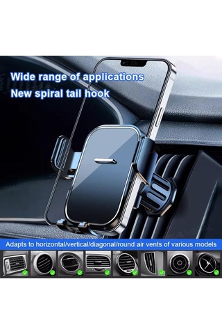 Seametal Yerçekimi Ayarlanabilir 360 Derece Döndürme Havalandırma Klipsi Araba Telefon Tutucu Montajı Siyah