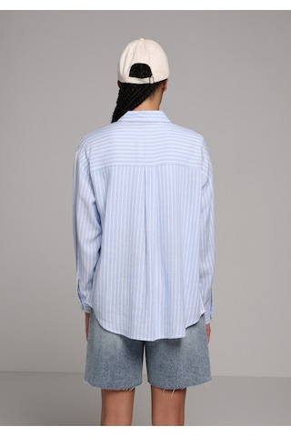 Colin's Colins Boyfriend Fit Shirt Neck Çizgili Kadın Mavi Uzun Kol Gömlek Cl1079513 Q1.v2 Lbl Açık Mavi