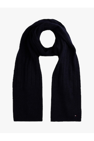 Tommy Hilfiger Th Flag Fluffy Scarf Kadın Mavi Atkı - Aw0aw17787