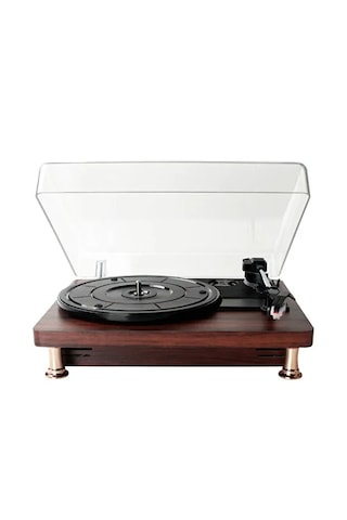 Taşınabilir Şarjlı Retro Pikap - Bluetooth, Aux Girişli, Dahili Hoparlörlü Ahşap Plak Çalar + Yedek İğne 1 Adet